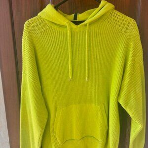 Lauren by Ralph Lauren Lime Green Pullover Knit Hoodie Sweater Size Small